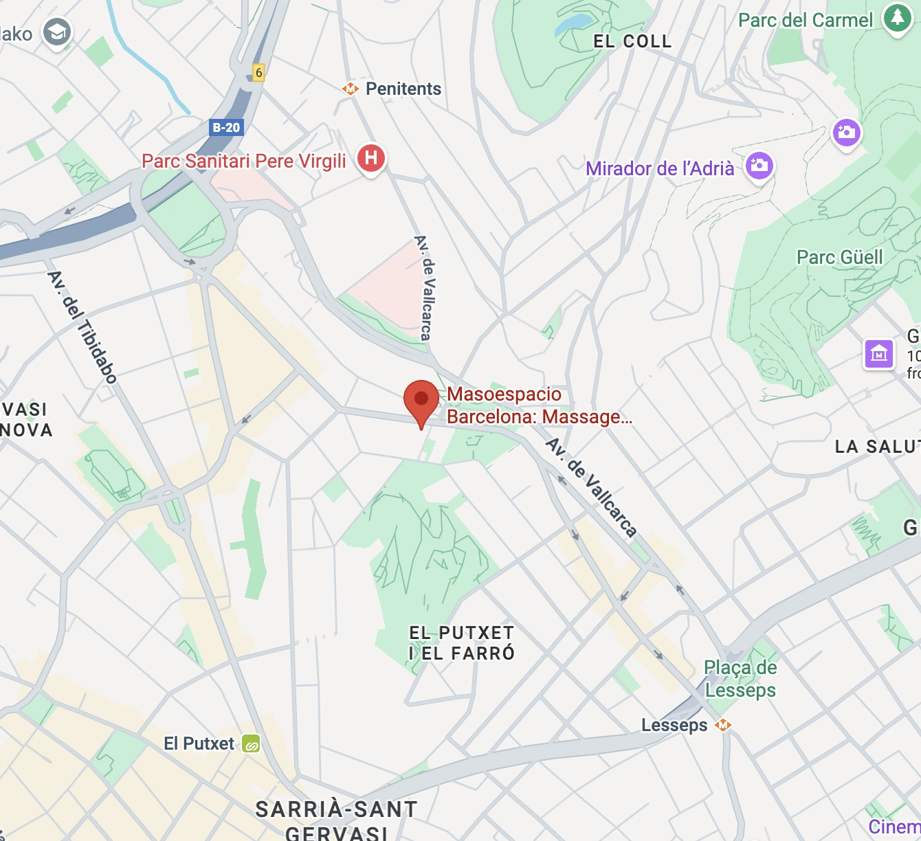 Mapa de Masajes en El Putxet